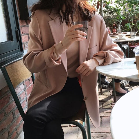 Casual Blazer Jacket Autumn Office Lady Long Sleeve Work Suit