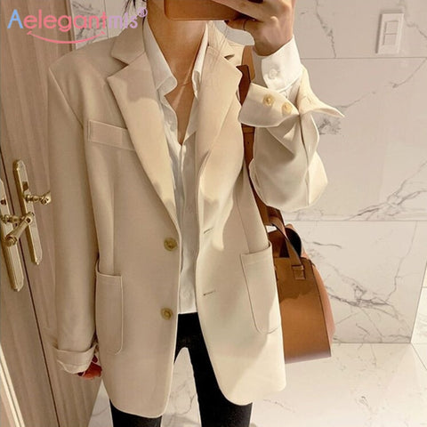 Solid Color Single Breasted Casual Blazers Jackets Office Work Suit