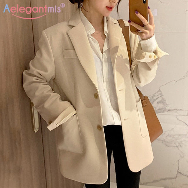 Solid Color Single Breasted Casual Blazers Jackets Office Work Suit