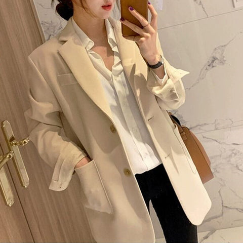 Solid Color Single Breasted Casual Blazers Jackets Office Work Suit