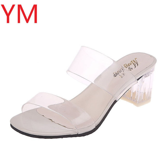 Clear Heels Slippers Women Sandals Summer Shoes