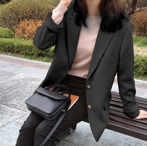 Casual Blazer Jacket Autumn Office Lady Long Sleeve Work Suit