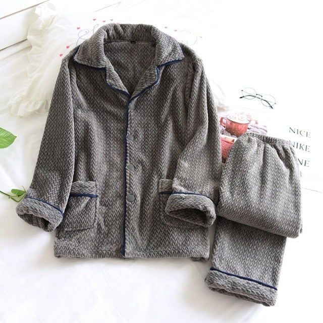 Winter Thick Flannel Pajamas Set Couple