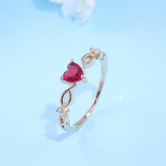 Simple Heart Ring Women Rhinestone Cute Finger Rings