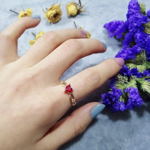 Simple Heart Ring Women Rhinestone Cute Finger Rings