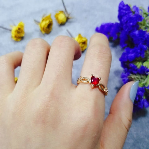 Simple Heart Ring Women Rhinestone Cute Finger Rings
