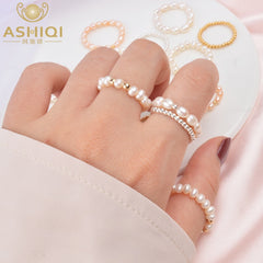 Mini Small Natural Freshwater Pearl Couple Rings