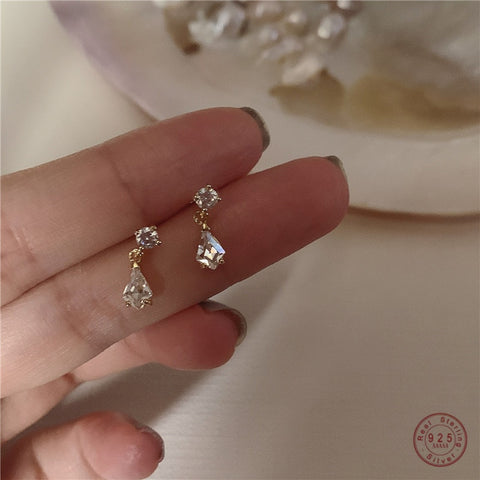 Sterling Silver Drop Crystal  Earrings