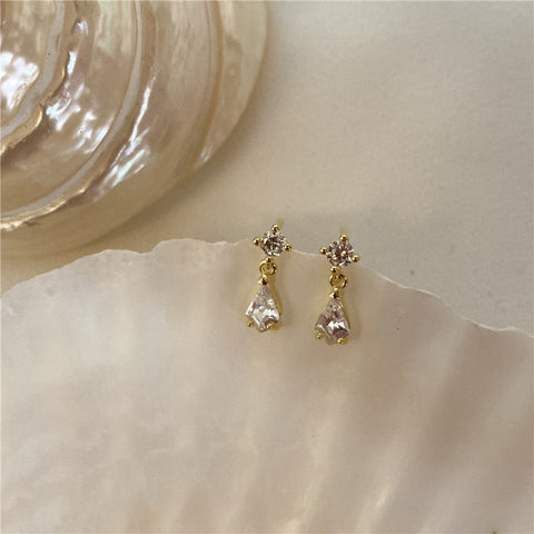 Sterling Silver Drop Crystal  Earrings