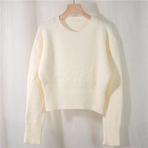 Women's Sweater Pullovers Warm Minimalist Short Elegant Solid Sweet Jumpers