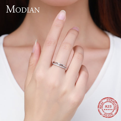 Line Fashion Clear CZ Rings Accessories Gift
