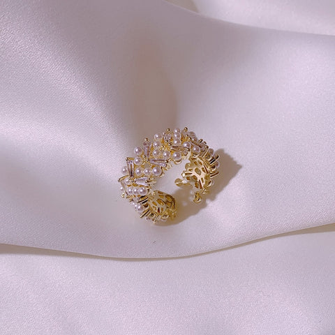 Zircon Gold Open Rings Fashion Jewelry  Adjustable