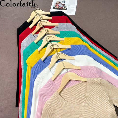 Pullover V-Neck Minimalist Bottoming Pink Tops Multi Colors