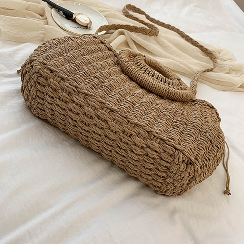 Straw Bags Crossbody Shoulder Travel Handbag Rattan