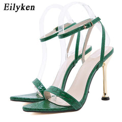 Ankle Strap Green Women's High Heels 11CM Sandals Pointed Toe