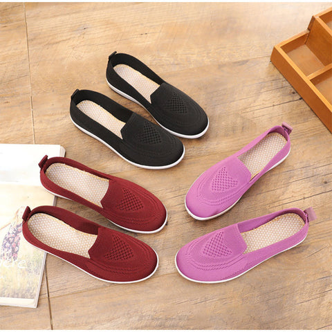 Knitting Breathable Women's Loafers Flat Ballet Light Vulcanized Sneakers