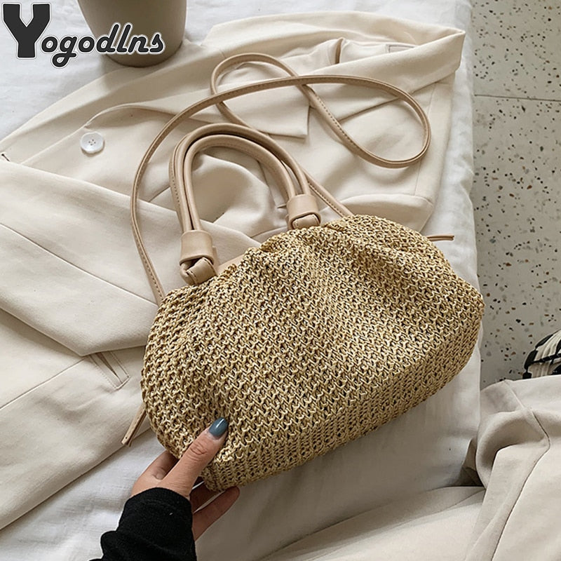 Straw Woven Cloud Crossbody Bag