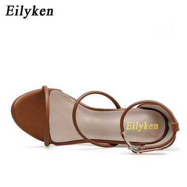 Fashion Thick High Heels Open Toe Ankle Buckle Strap Ladies Pumps
