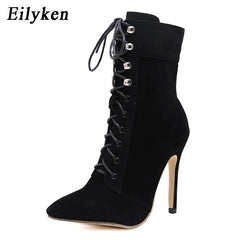 Boots Flock Ankle Boots Pointed Toe Autumn Women Boots Ladies