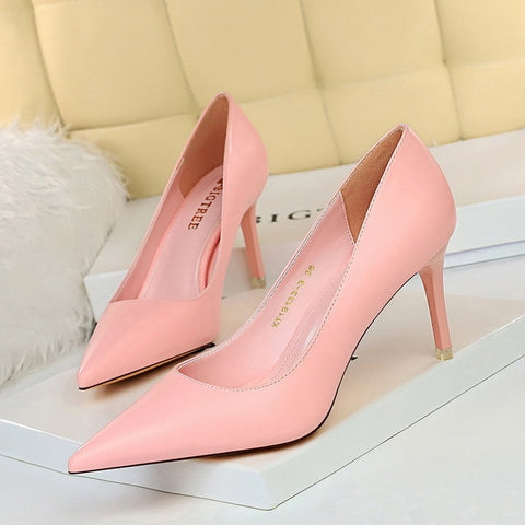 Shoes Women Pumps Fashion High Heels Shoes Black Pink White Shoes
