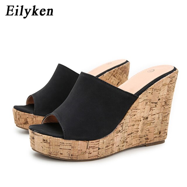 Casual Cozy Platform Wedges Heels Slippers Ladies Fashion Open Toe Roman