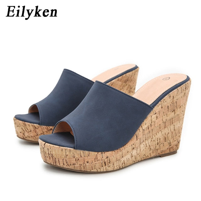 Casual Cozy Platform Wedges Heels Slippers Ladies Fashion Open Toe Roman