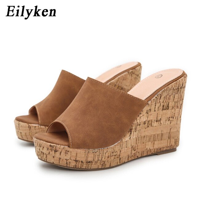 Casual Cozy Platform Wedges Heels Slippers Ladies Fashion Open Toe Roman