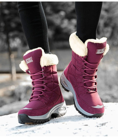 Winter Women Boots Keep Warm Mid-Calf Snow Boots Lace-up Comfortable
