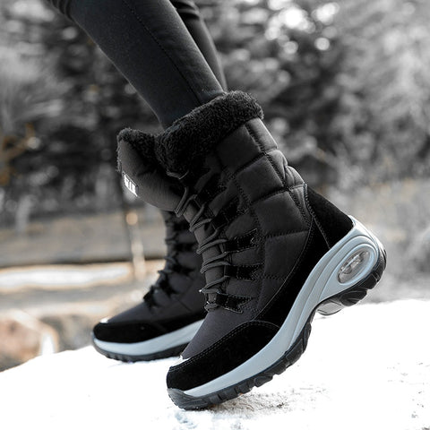 Winter Women Boots Keep Warm Mid-Calf Snow Boots Lace-up Comfortable