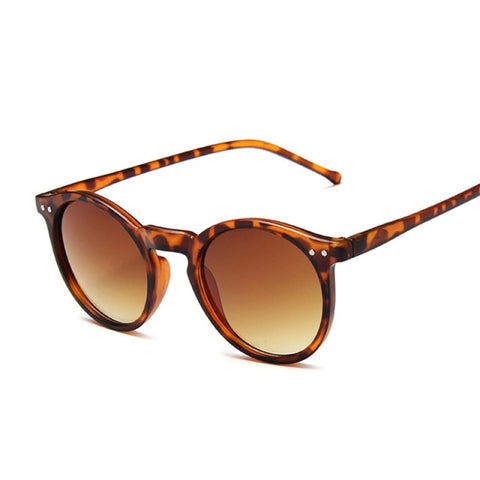Vintage Leopard Round Sunglasses Women Fashion Cat Eye