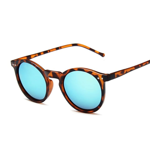 Vintage Leopard Round Sunglasses Women Fashion Cat Eye