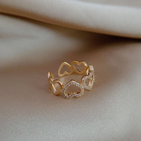 Zircon Gold Open Rings Fashion Jewelry  Adjustable