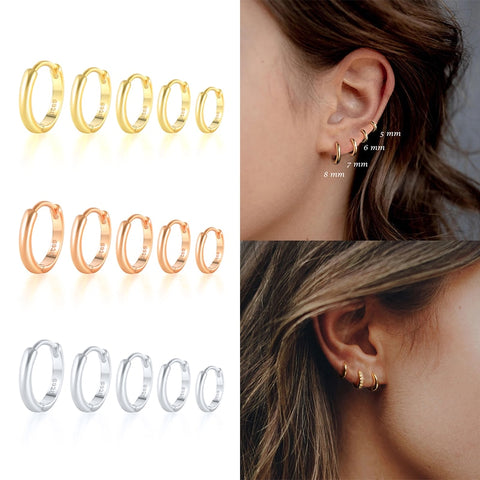 Vintage Glossy Geometry Round Circle 925 Sterling Silver Earrings