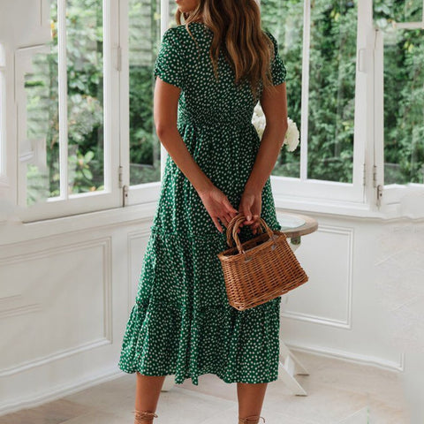 Vestidos Vintage Vintage Print Puff Sleeve Square collar floral maxi long dress