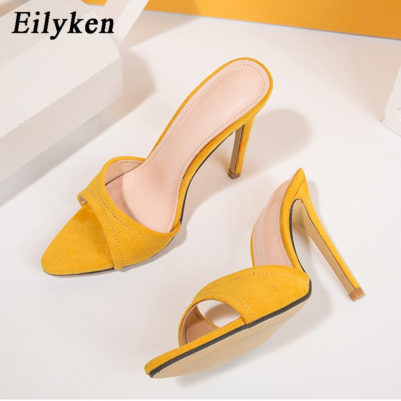 Slippers Pointed toe Strappy Mule High Heels Sandals Slides