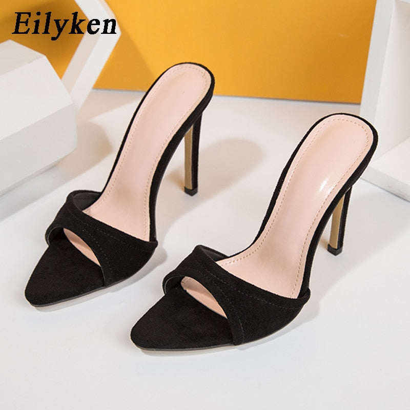 Slippers Pointed toe Strappy Mule High Heels Sandals Slides