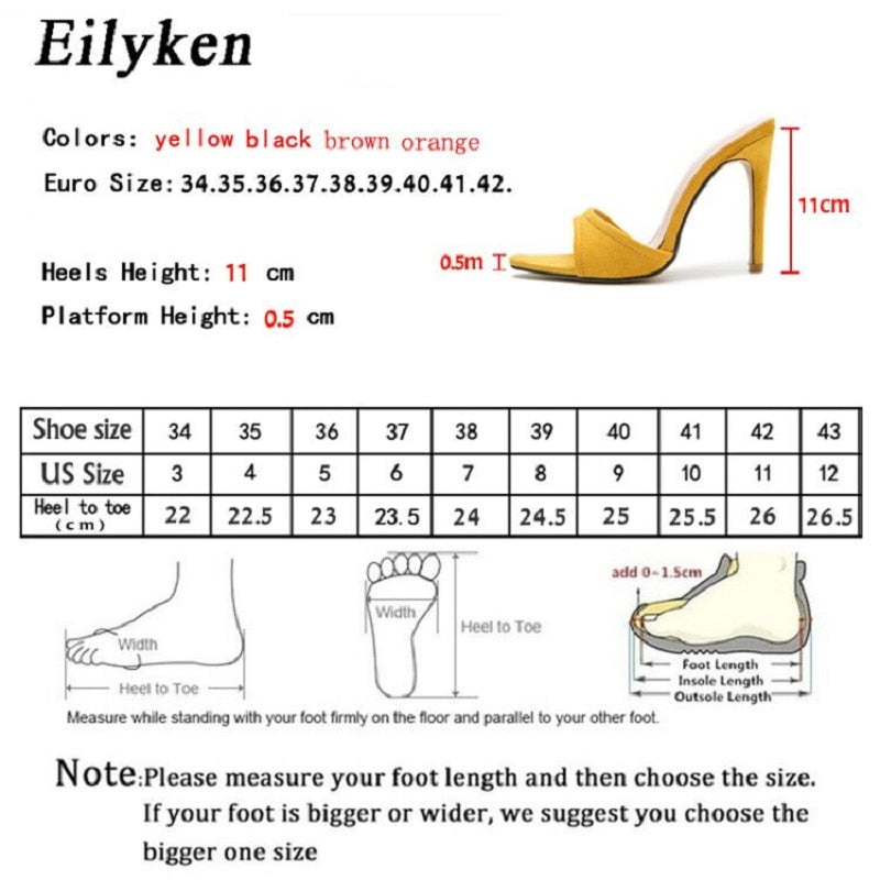 Slippers Pointed toe Strappy Mule High Heels Sandals Slides