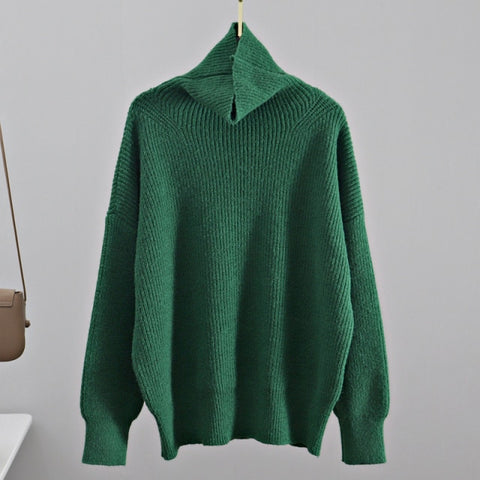 Sweater Women Turtleneck Pullovers Top Solid Lady Jumper Oversized