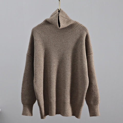 Sweater Women Turtleneck Pullovers Top Solid Lady Jumper Oversized