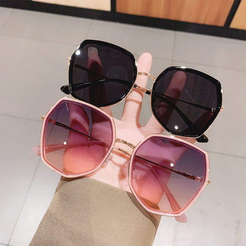 Fashion Polygon Gradient Women Sunglasses Vintage Irregular