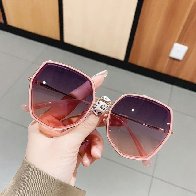 Fashion Polygon Gradient Women Sunglasses Vintage Irregular