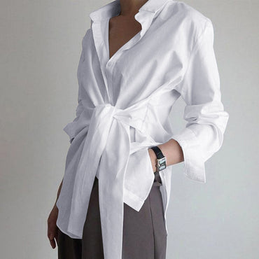 fashion shirt blouse long sleeve ruched solid color blous
