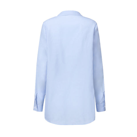 fashion shirt blouse long sleeve ruched solid color blous