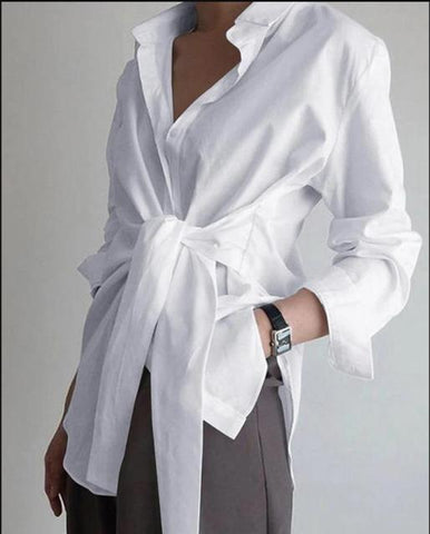 fashion shirt blouse long sleeve ruched solid color blous