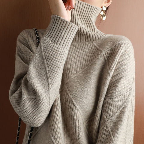 sweater women turtleneck sweater pure color knitted turtleneck pullover