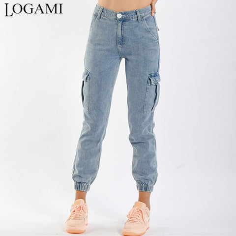 High Waist Side Pocket Jeans Spring Autumn Harem Denim