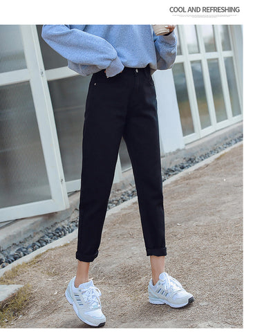 Cotton white jeans woman high waist skinny jeans