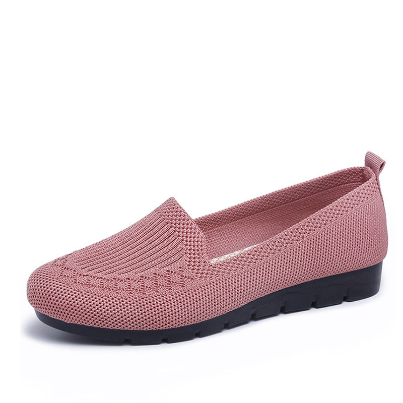 Women Loafers Shoes Knitted Flats Shoe Comfort Female Breathable Mesh