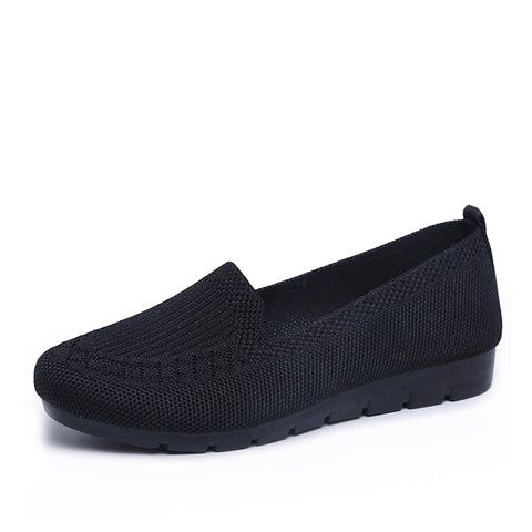 Women Loafers Shoes Knitted Flats Shoe Comfort Female Breathable Mesh