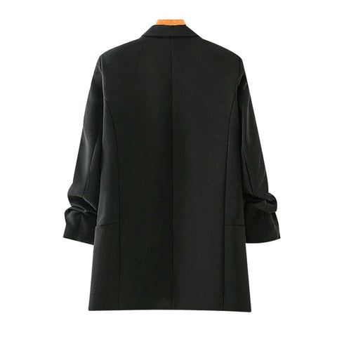 Fashion Office Wear Basic Black Blazer Coat Vintage Chic Tops